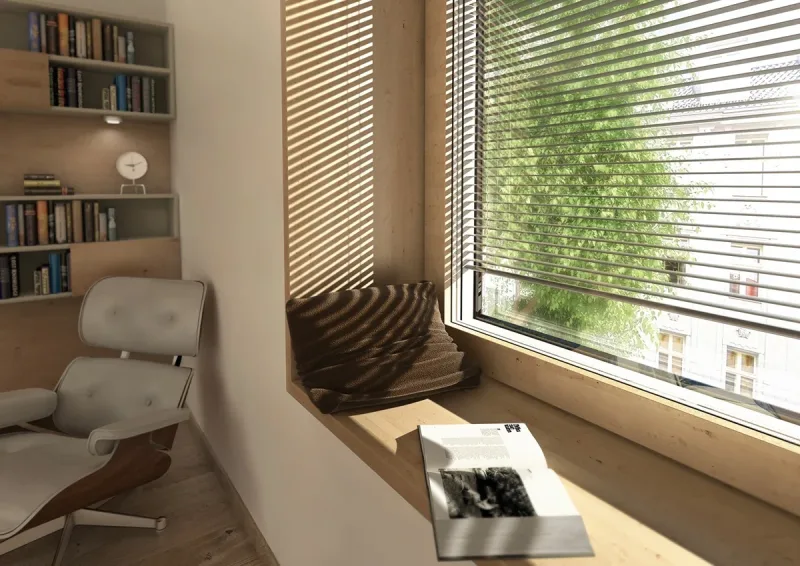Illustration de la gamme PVC/aluminium avec stores intégrés